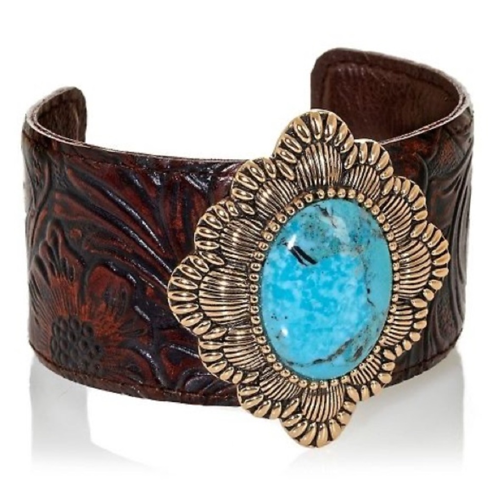 Studio BARSE Blue Turquoise Leather Cuff